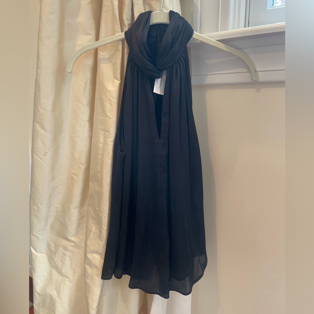 NWT banana republic black drape neck top size XS.